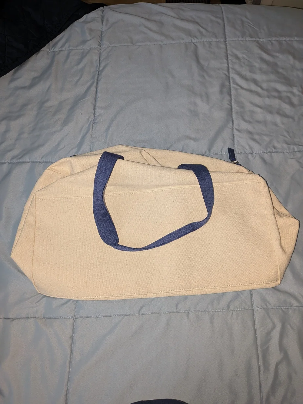 Tommy Bahama Cream Canvas Duffel with Blue Accents NWT
